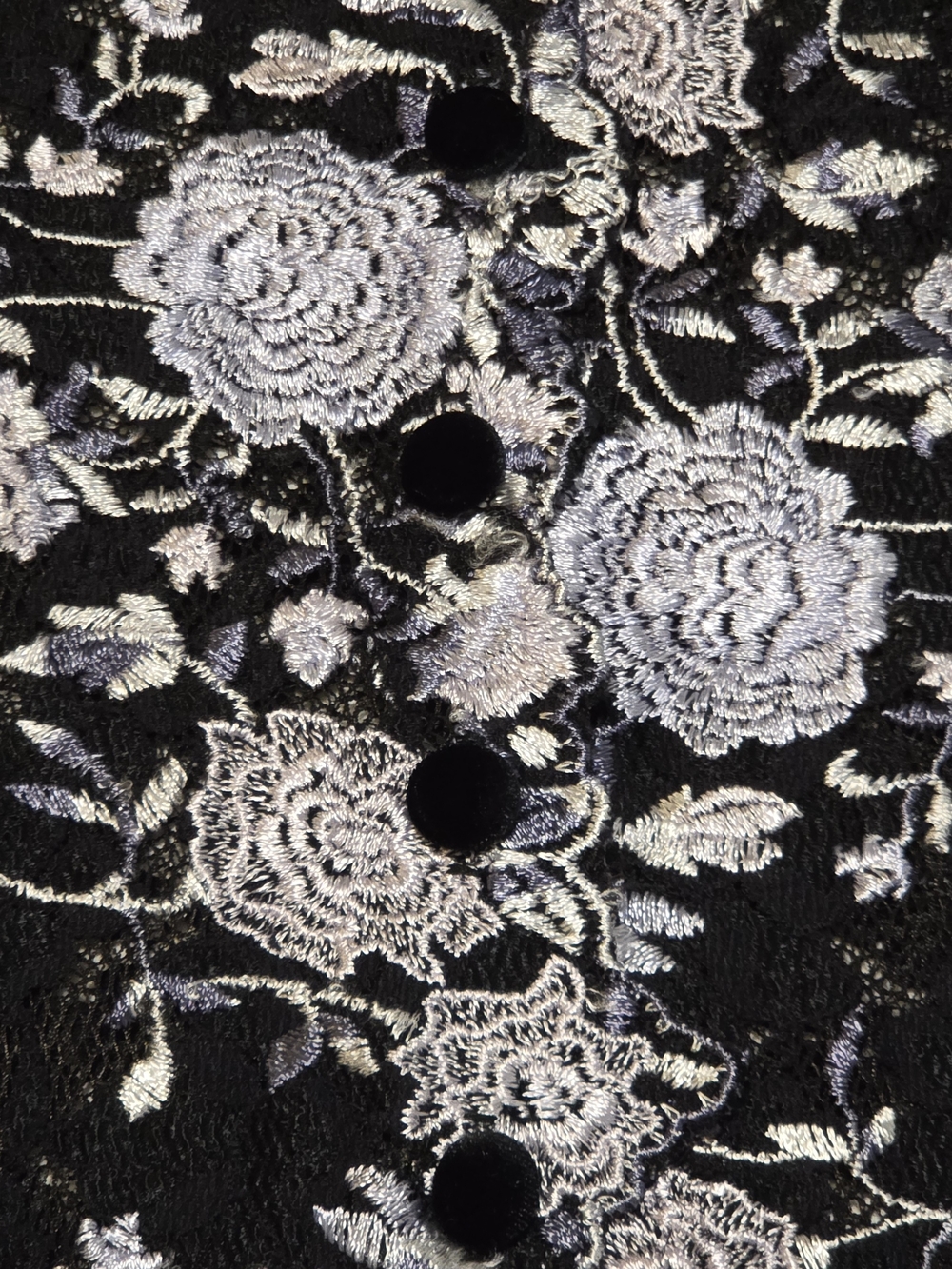 Black Lace Floral Embroidered Blouse - Picture 3 of 5